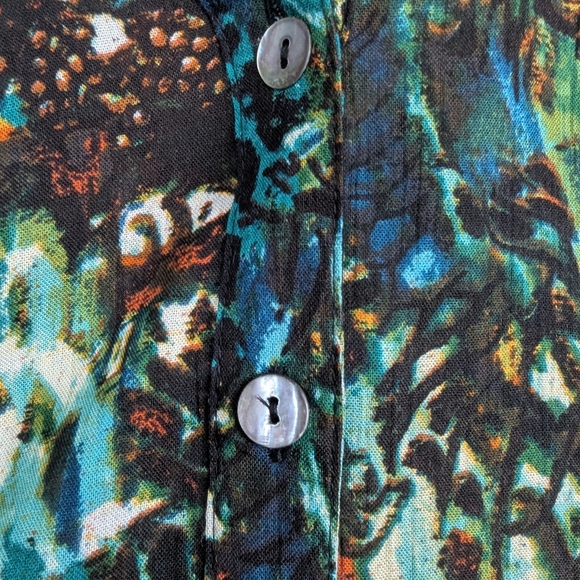 Roman's Size 30 (3XL) Abstract Plant/Floral V-Neck Tunic NWT Button Down - Picture 6 of 13